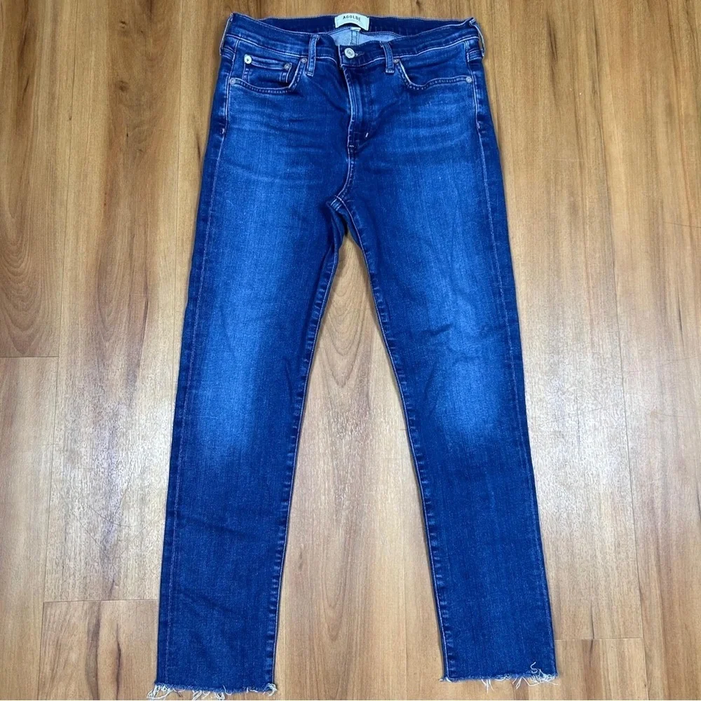 Agolde Blue‎ Straight Leg Jeans Womens Size 28 Raw Hem Classic Denim